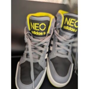 Adidas NEO BB9TIS Mens Grey Black Yellow High Top Sneakers Q38609 Size 11.5